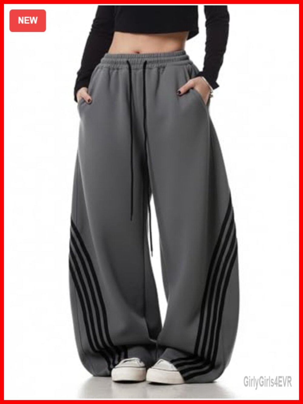 Women's Y2K Baggy Barrel Wide Leg Striped Sweatpants High Waisted